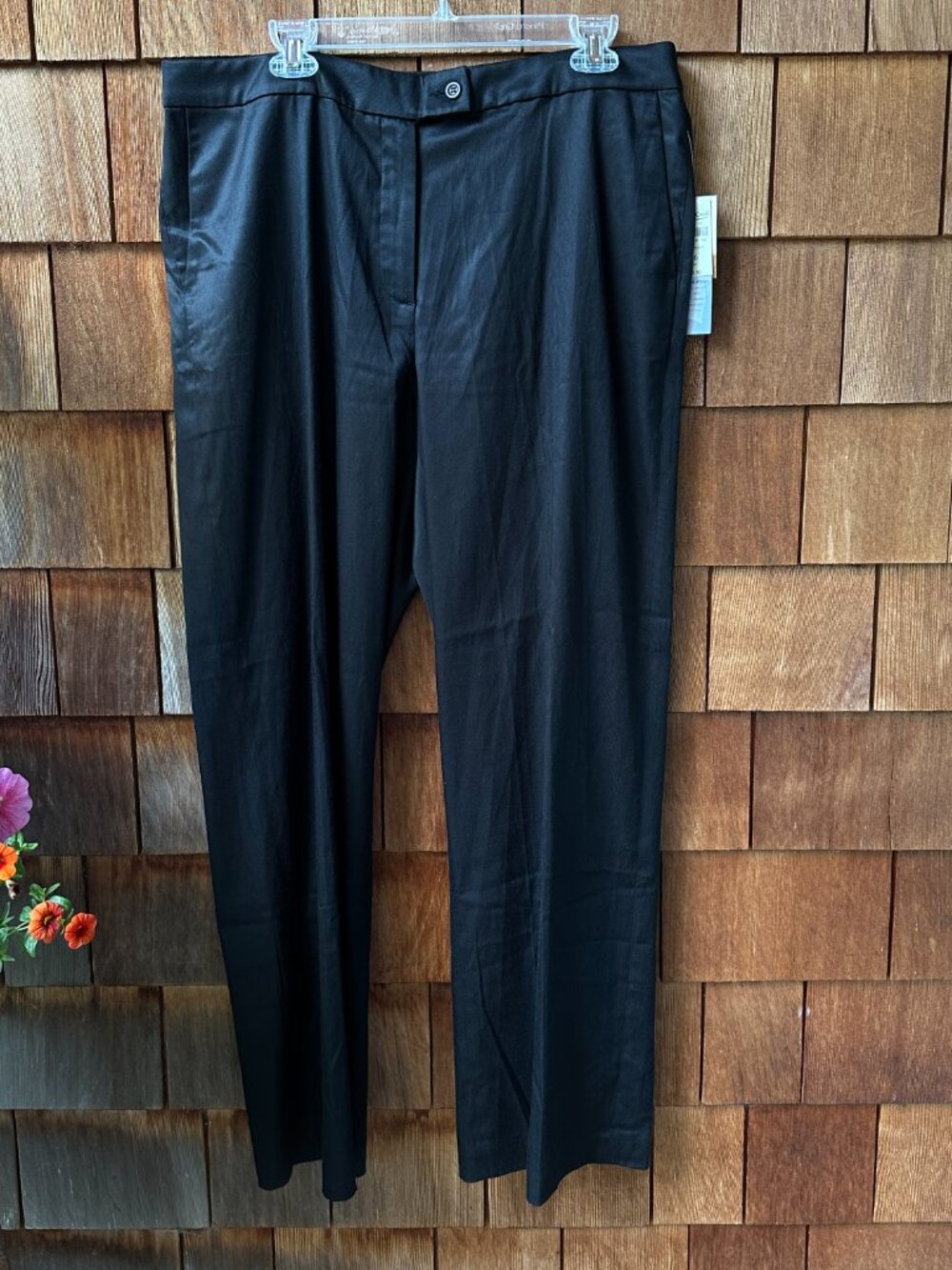 NWT Coldwater Creek Black Silk Cypress Soft Straight Leg Pants in Women's 16